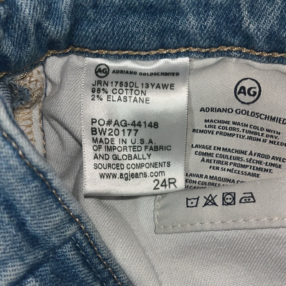Ag Adriano Goldschmied The Isabelle High Rise Straight Crop Blue Jeans Size 24 - Picture 9 of 13